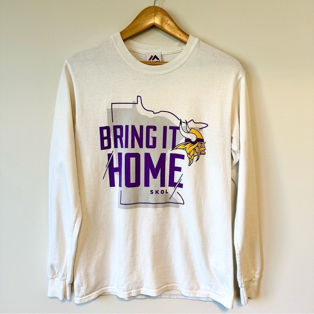 Majestic Vikings Bring it Home Skol White Long sleeve Shirt